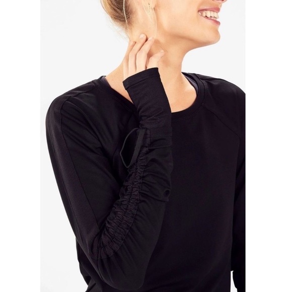Fabletics Cashel Adjustable Sleeve Crewneck Long Sleeve Top Black - Picture 3 of 8